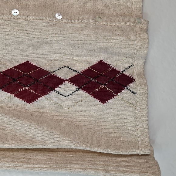 Pierri New York Cream and Burgundy Argyle Cardigan - Picture 10 of 11